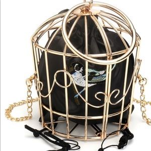Gold Cage Purse with Silk Black Pouch